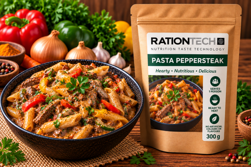 MRE Pasta with Peppersteak